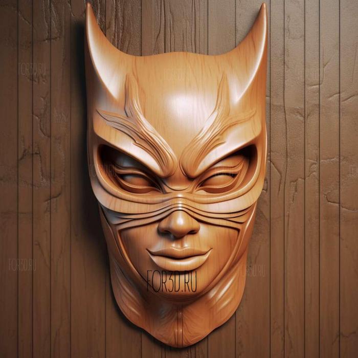 Catwoman in mask 4 stl model for CNC